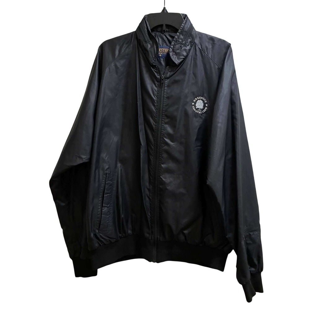 Duckster Windbreaker Jacket Mens XL Black Greenock Country Club Golf USA Made